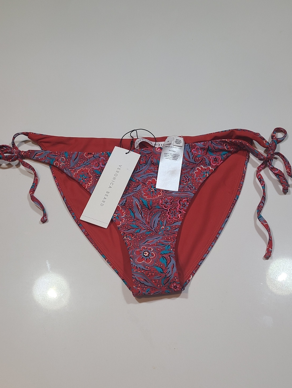 NWT Veronica Beard Gavitella Floral Tie-Side Bikini Bottom in Size XL